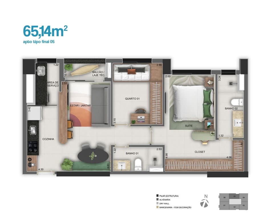Ágio de apartamento à venda 2 quartos sendo 1 suíte, Setor Bueno, próximo ao Vaca Brava