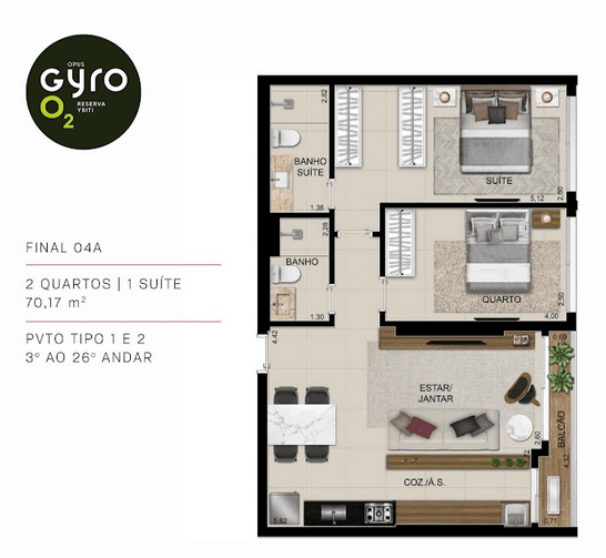 Apartamento Opus Gyro O2 Reserva Ybiti